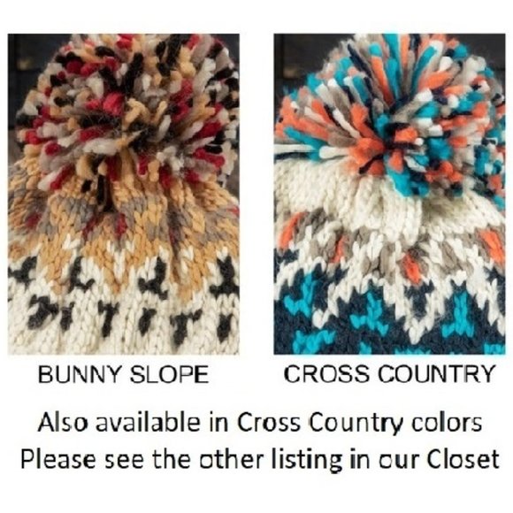 🆕 Cream / Mustard Multicolor Knit Beanie with Cute Multicolor Pom-Pom 🆕 - Picture 7 of 7